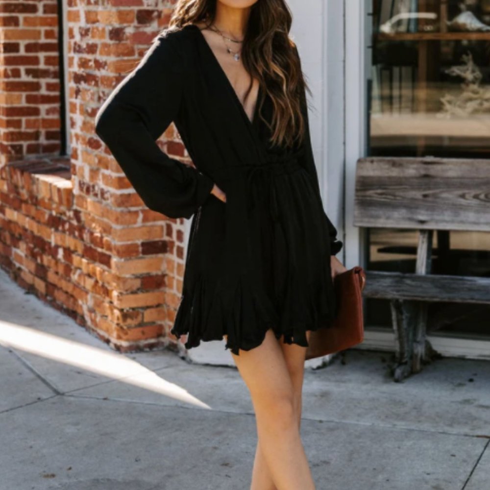 Black ruffle romper